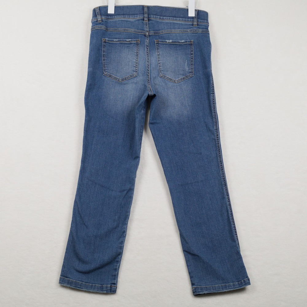 SPANX Ankle Straight Leg Pull On Denim Jeans Medium Wash Sz L Petite - Picture 6 of 9